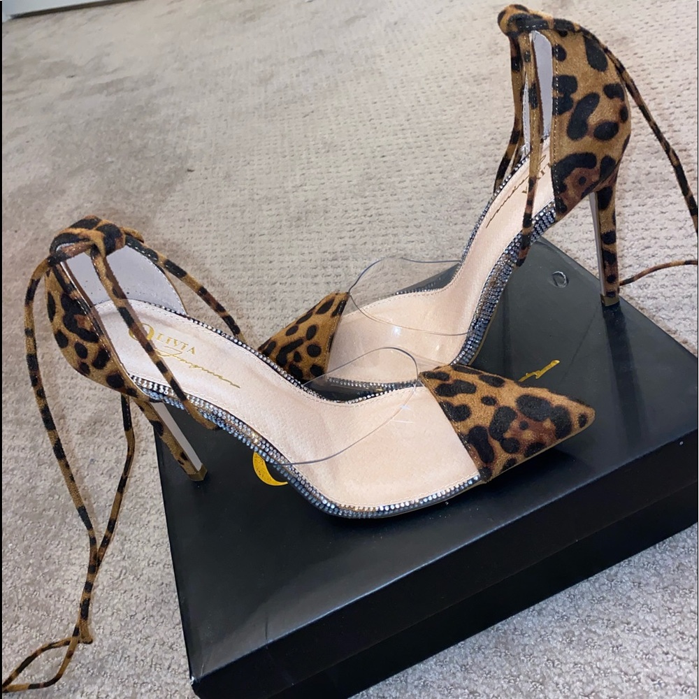 cheetah lace up heels! Brand new in box